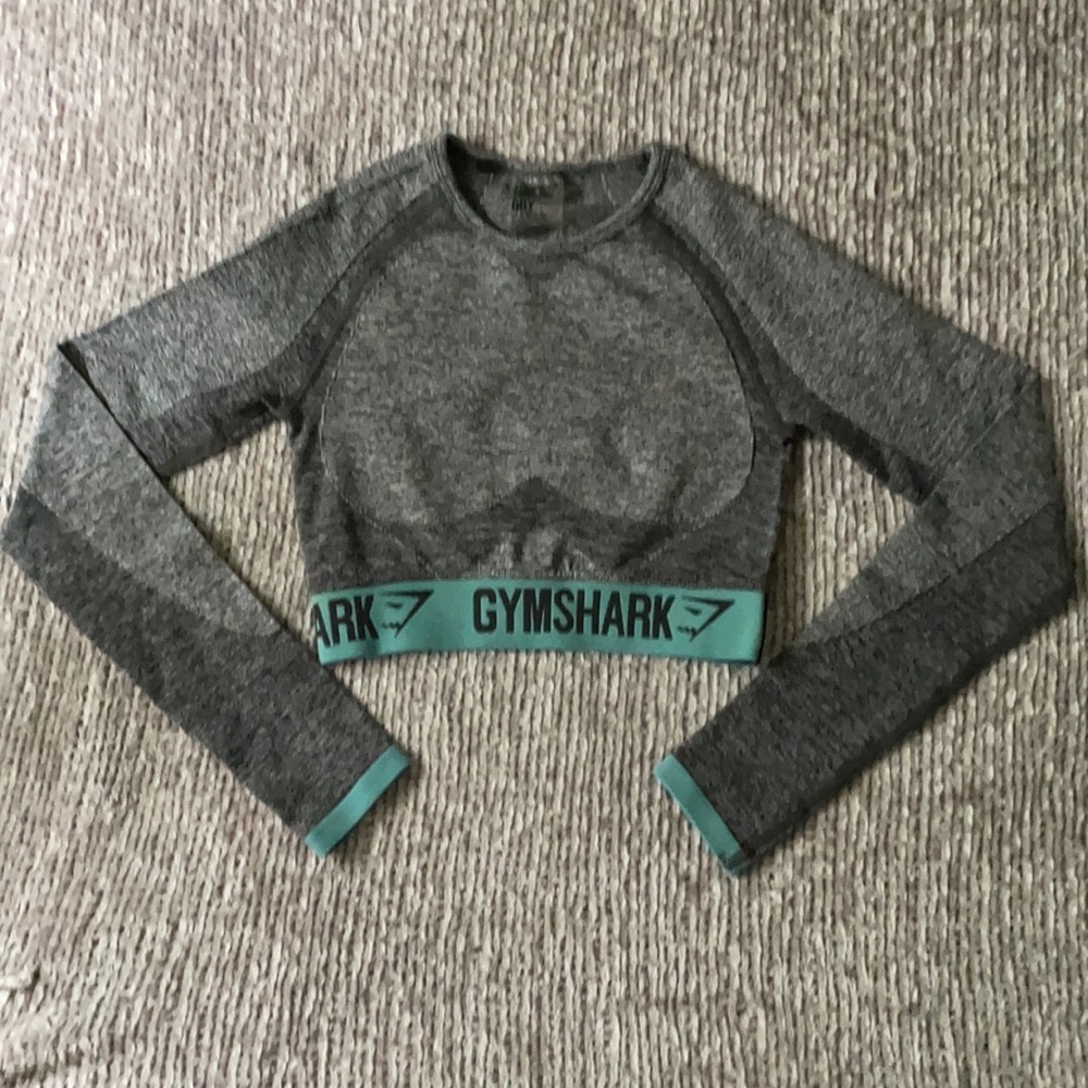 Gymshark FLEX marl grey long sleeve crop top